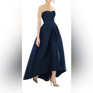 Alfred Sung Midnight Blue Strapless High-Low Dress